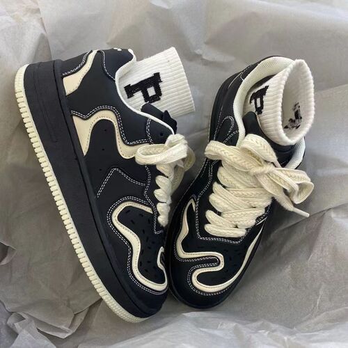 Autumn and winter ins style retro black anti-skid shoes men's niche college couple thick-soled moral training sneakers men's and women's trendy