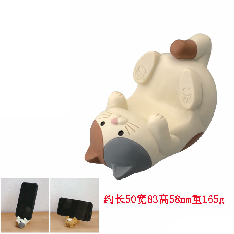 ZAKKAかわいい手作り置物ins猫メガネスタンド雑貨ペンホルダークリップ収納缶携帯電話ホルダー置物|undefined