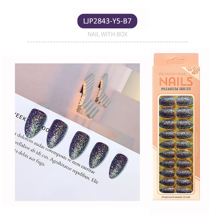 Uñas postizas largas europeas y americanas, uñas postizas puntiagudas largas, pegatinas de uñas con diseño de pico de águila, en caja, con brillo mate.