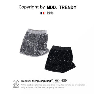 Mdd Girls 2024 Spring and Summer Fashion Sequined Skirt Children's Skirt Children's High-End Slimming Look A-Line Princess Skirt