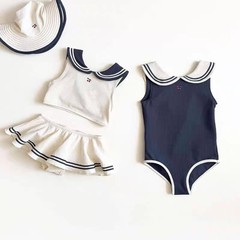 幼児水着2025北欧の新型赤ちゃんワンピース水着夏の女の子海軍風水着日焼け止め