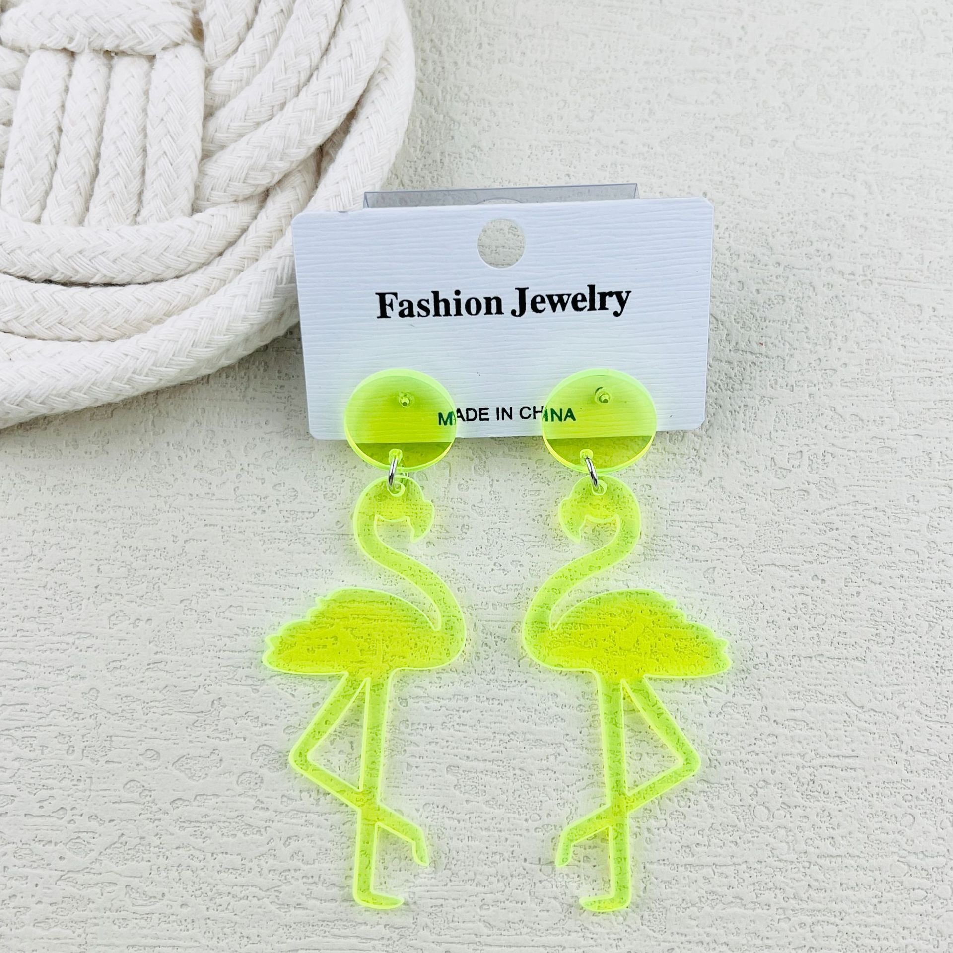 Flamingo Pattern 1 Pair Cute Simple Style Flamingo Arylic Drop Earrings