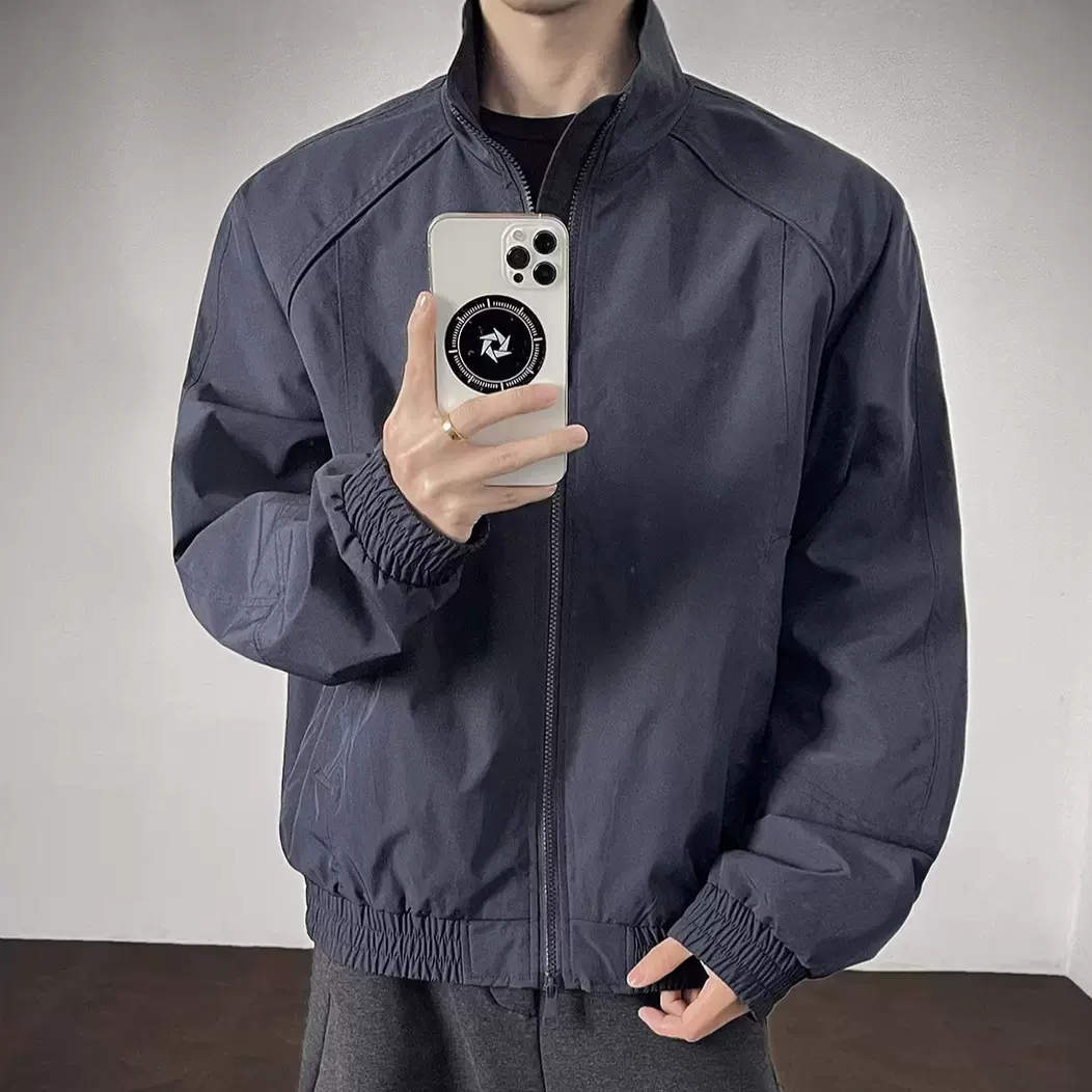 简恒跨境美式潮流男士时尚高级感男装防风高端春秋款立领夹克外套