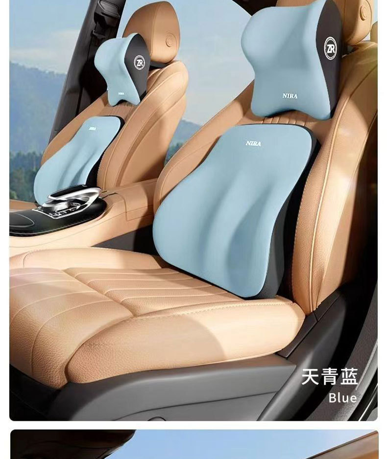Car Headrest and Lumbar Support Memory Foam Car Cushion for Long Sitting, Neck and Waist Protection Pillow
