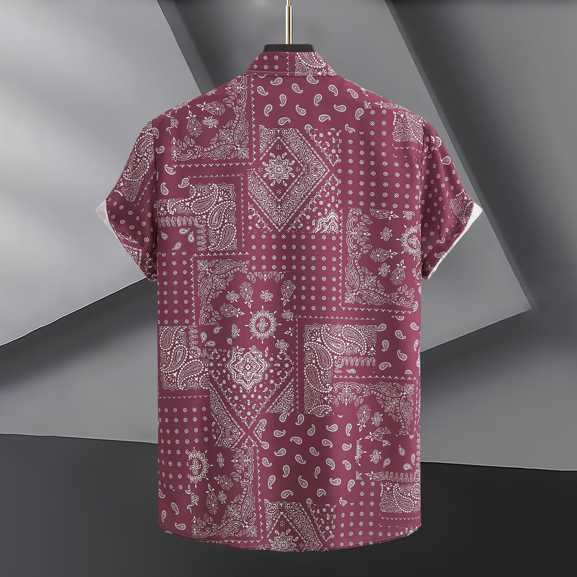 Camicia a maniche corte stampata digitale stile paisley moda uomo 2024_voghion.com
