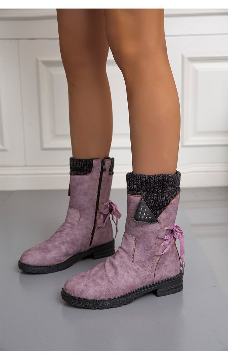 Large Size Short Boots Women Fashion Explosion Outer Boots Women Solid Color Low Heel Short Boots_voghion.com