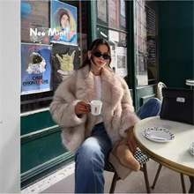 欧美跨境中东皮草外贸秋冬人造毛皮女士服装上衣保暖优雅皮草外套