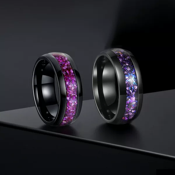 Amazon's Best-Selling New Purple Crystal Jewelry in Europe and the United States, High-End Men's Rings, Titanium Steel Rings, Wedding Rings, Couple Rings
