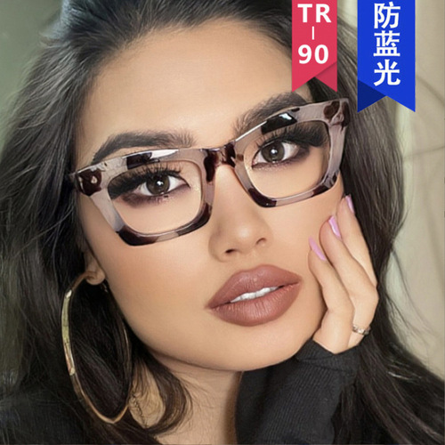 new cross-border ultra-light TR90 cat eye anti-blue light flat mirror street photography glasses frame for women fashionable with myopia