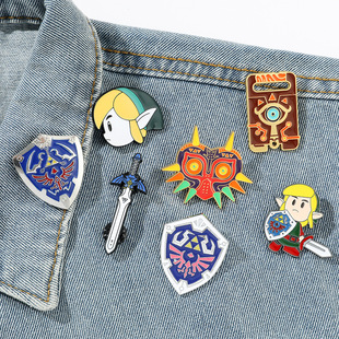 Cross-Border Hot Selling New Legend of Zelda Series Brooch Breath of the Wild Sword Shield Warrior Metal Badge