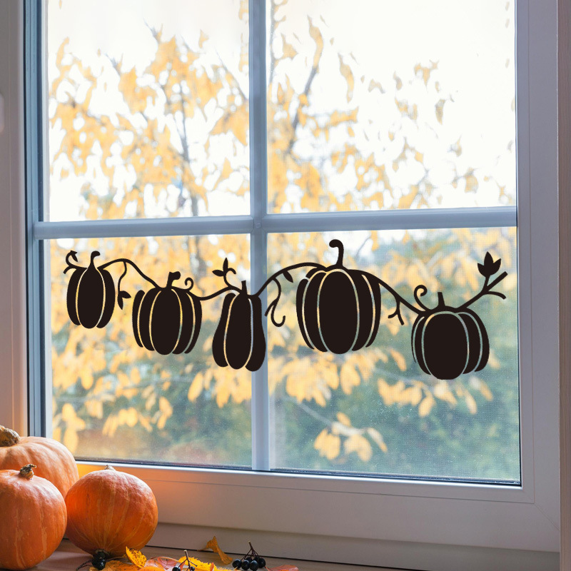 Cross-Border Amazon Halloween Cute Cartoon Pumpkin Window Sticker Autumn Decorative Wall Sticker Pvc Self-Adhesive Sticker