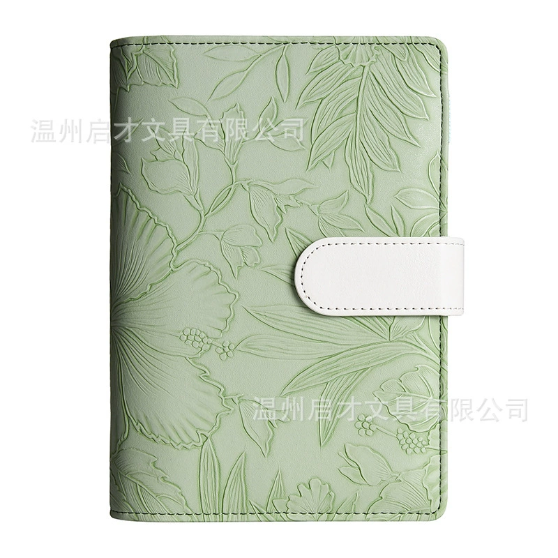 профили embossed macaron binder A6 notebook customized leather shell binder cash budget planning book