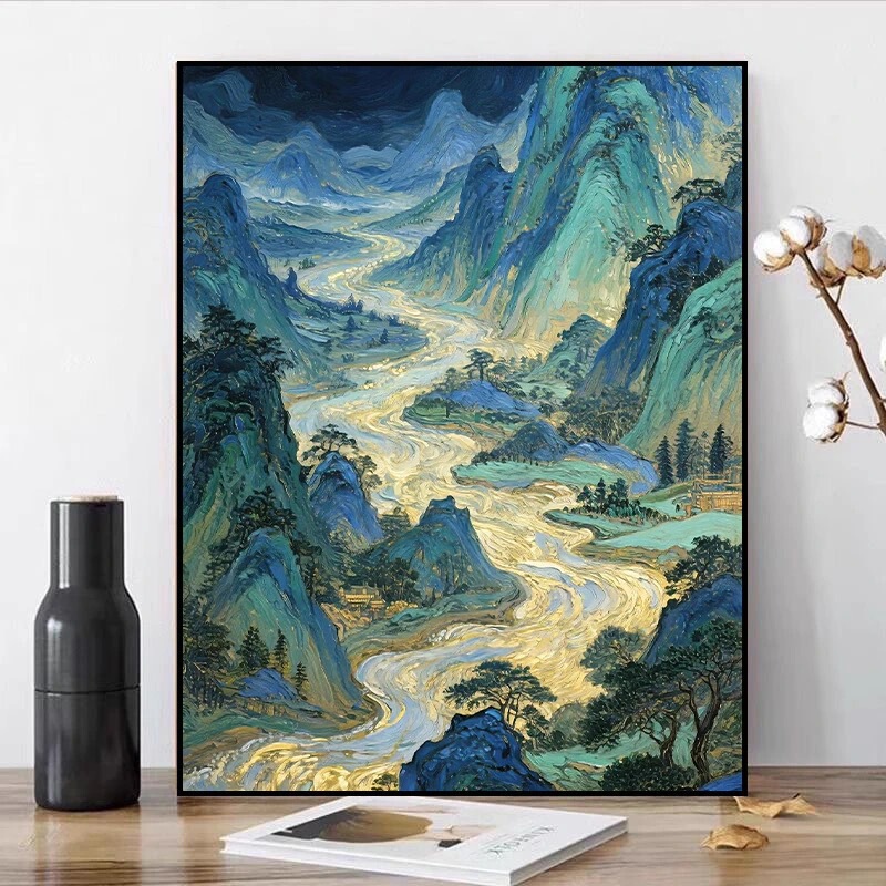中国风数字油画diy小众自然风景填色油彩画卧室挂墙房间装饰画|undefined