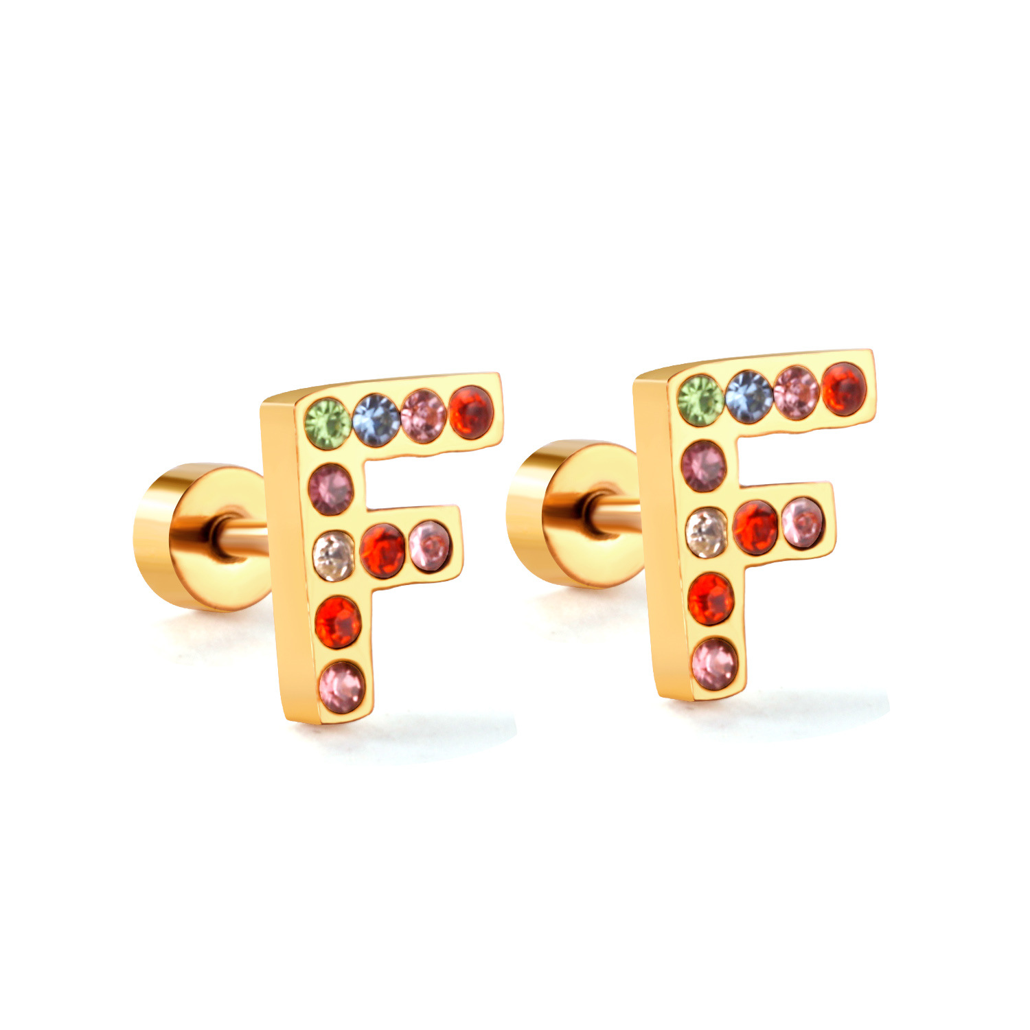 Fashion Letter Stainless Steel Inlay Zircon Ear Studs 1 Pair display picture 39