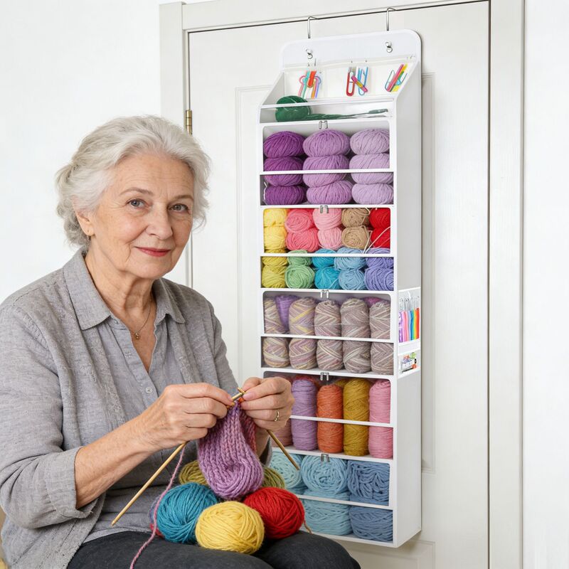 Cross-Border Multifunctional Door-Hanging Storage Bag for Yarn, Knitting Needles, and Wool, Wall-Mounted Multi-Layer Organizer for Miscellaneous Items