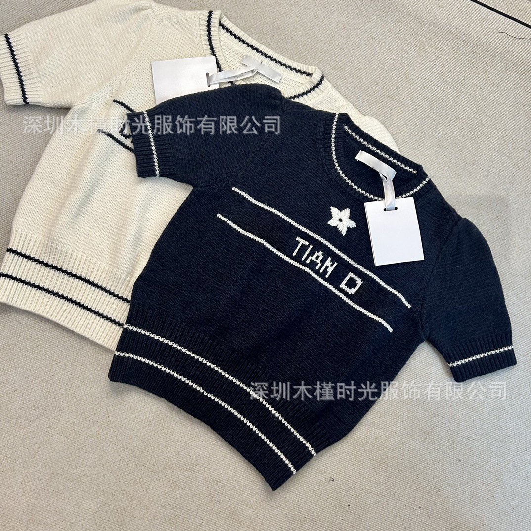 Ready Stock Wholesale~ Nanyou High-End Women's Clothing Dr Five-Pointed Star Jacquard Round Neck Short-Sleeved Chanel-Style Knitted Wool Sweater for Women