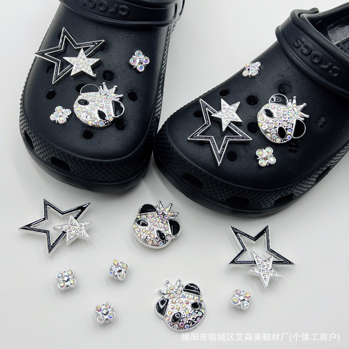 Estrellas plateadas ajuste agujero agujero perdido zapatos decorativos accesorios DIY extraíbles accesorios de flores hebillas de zapatos accesorios tridimensionales