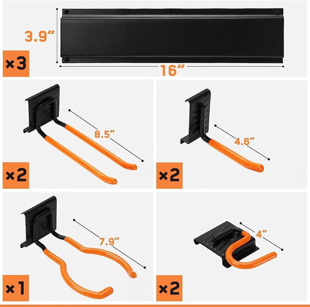 gancho de placa de ranura transfronteriza para almacenamiento de pared pesada percha metálica para herramientas de jardín para colocar ganchos de pared para objetos pesados tipo de pared image 5