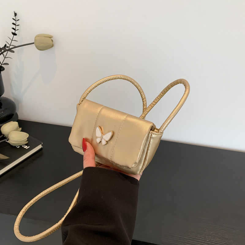 Bolso de axila con decoración de mariposa dulce 2024 textura Bolso femenino popular de este año nuevo bolso diagonal de un solo hombro mini francés