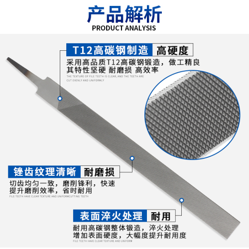 UMC7 Bencher's File Flat File High Carbon Steel Large Plate File Coarse Medium Fine Teeth Metal Grinding Iron Tools Woodworking