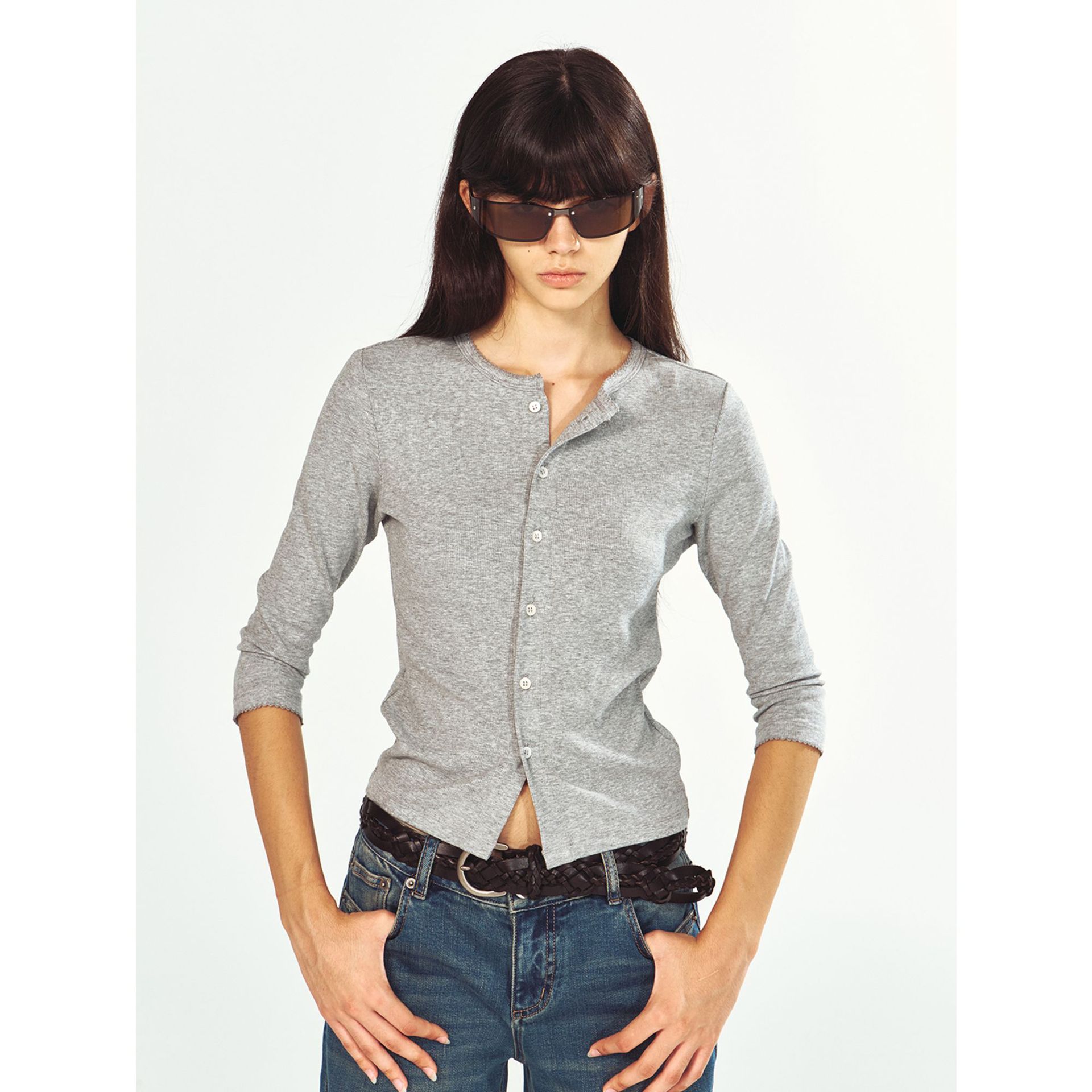 Time-perceving Black Label New Three-quarter Sleeve Knitted Sweater...