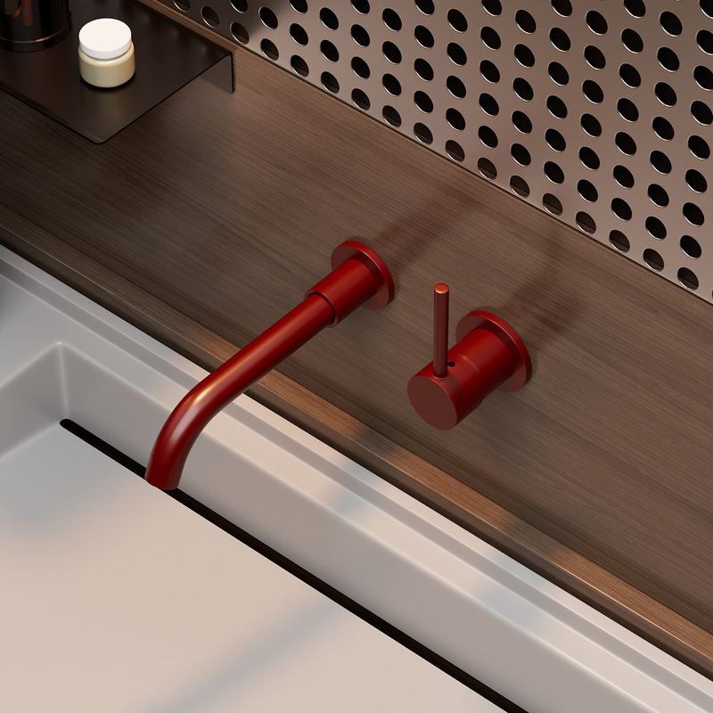 Red Concealed All-Copper Hot and Cold Water Faucet Concealed Embedded Wall Pre-Embedded Wall Washbasin Faucet