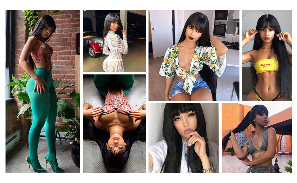 Sünteetiline parukas Uus naiste must tukk sirge mehhanism _voghion.com