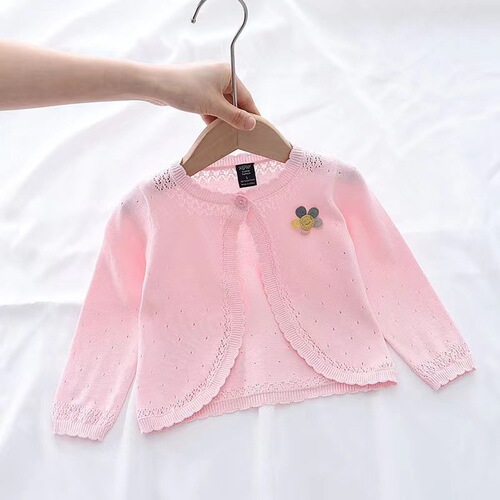 Baby Air Conditioning Sweater for Girls, Knitted Cardigan, Thin Model for Newborn Babies, Cardigan for Summer Princess, Stylish Little Outerwear