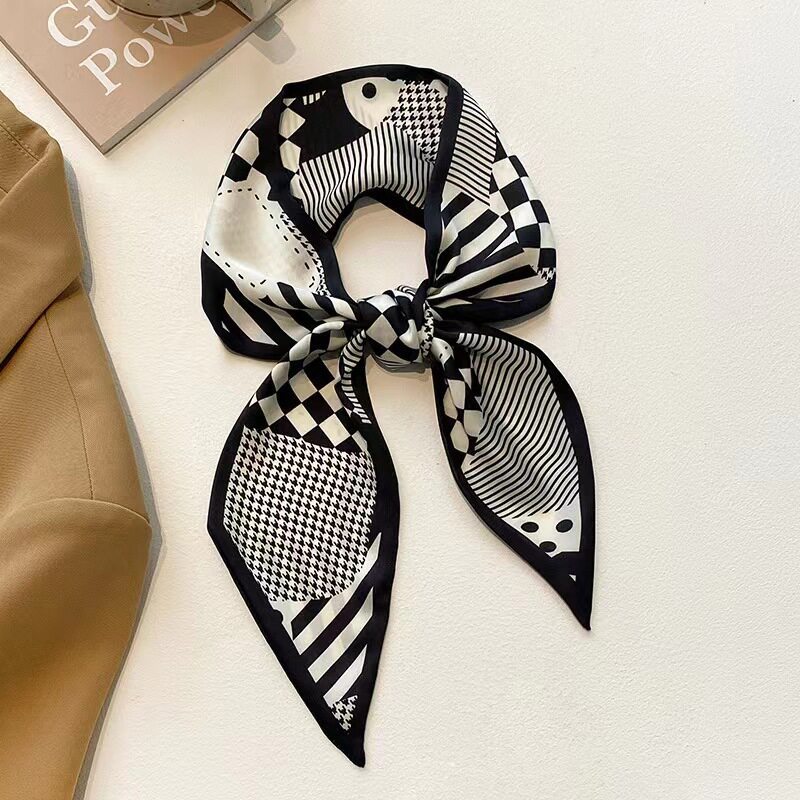 Spliced ​​silk scarf headband