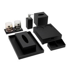 酒店套装洗漱用品收纳盒套装牙具盒宾馆民宿客房洗手台托盘纸巾盒