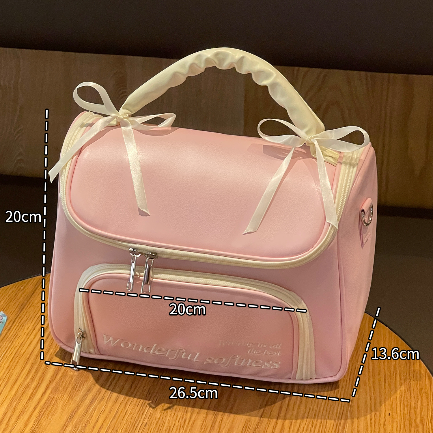 Nueva bolsa de maquillaje de arco simple portátil bolsa de almacenamiento de mano bolsa de lavado impermeable de gran capacidad