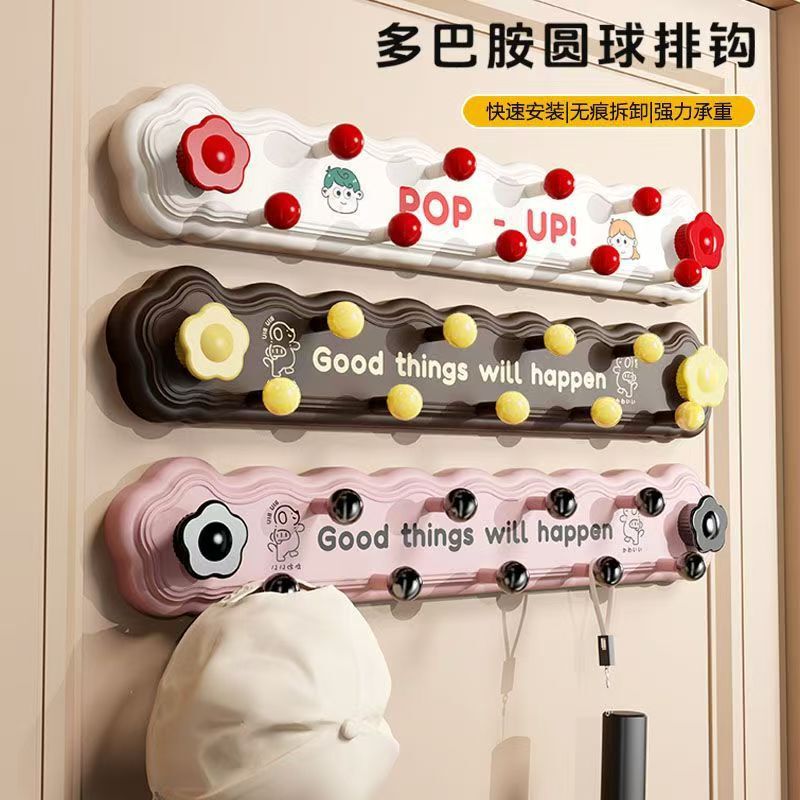 Suction Cup Hook, No Punching, Strong Load-Bearing Door, Sticky Hook for Clothes, Hats, Bathroom Bathroom Row Hook