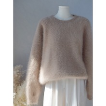 长毛水貂绒慵懒风宽松加厚套头针织上衣软糯拉绒貂毛毛衣女外套