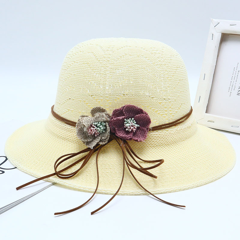 Nuevo sombrero de paja para mujer, sombrero de playa junto al mar, sombrero para el sol de verano de moda salvaje, protector solar, sombrero para el sol de protección UV