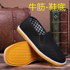 Old Beijing Cloth Shoes Men's Black Cloth Shoes Thick Layered Sole Shoes One-Piece Men's Low-Top Cloth Shoes Drop Ship One Piece