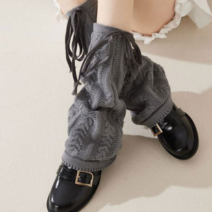 Jk Knitted White Pile Socks y2k Spice Girls Calf Sleeve Student Subculture Element Stockings Sleeve Belt Strap