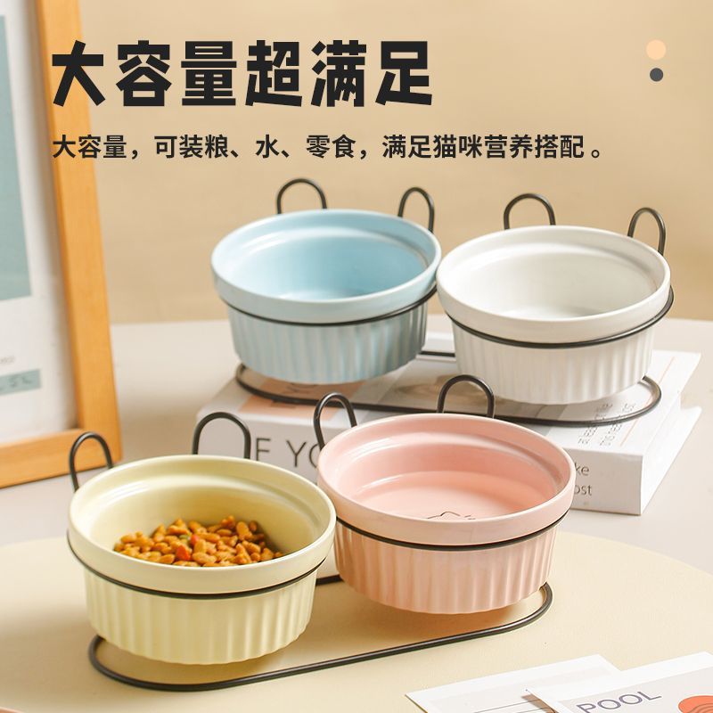 Cat Rice Bowl Cat Bowl Ceramic Ceramic Cute New Neck Protector Pet…