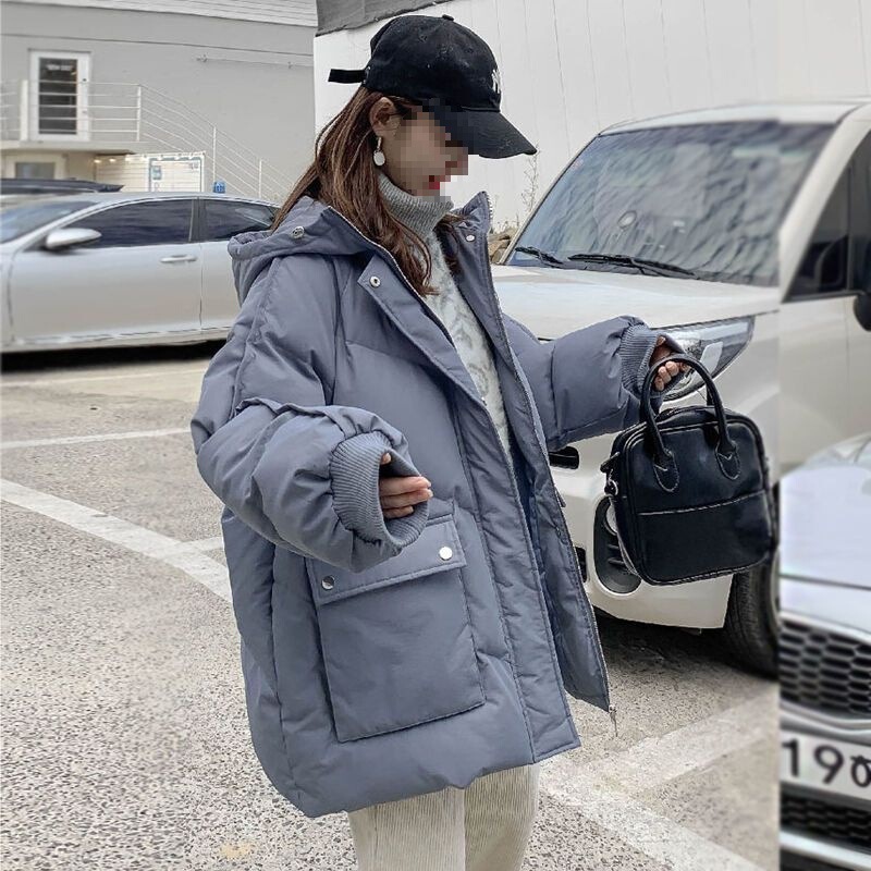 Casual down Cotton Jacket for Women, Short Style, Dongdaemun Hong Kong Style, Loose and Thickened Harajuku Student Cotton Coat