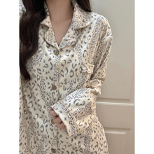 韩系2025年可外穿春新款德绒绒睡衣女秋冬加绒加厚长袖豹纹家居服