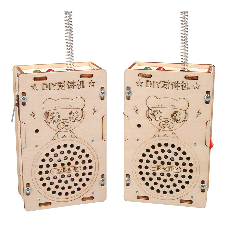 Intercomunicación infantil de larga distancia paginación inalámbrica tecnología de madera DIY modelo de ensamblaje interesante para estudiantes de primaria