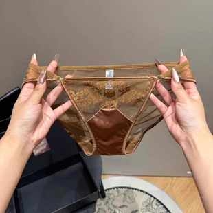 High-End Goddess System! Gentle Atmosphere White Moonlight~Satin Splicing Mesh Women's Mid-Waist Underwear~Judoll