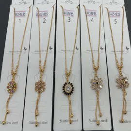 跨境时尚锆石花朵吊坠项链小众设计精致流苏项链盲盒夜市摆摊饰品