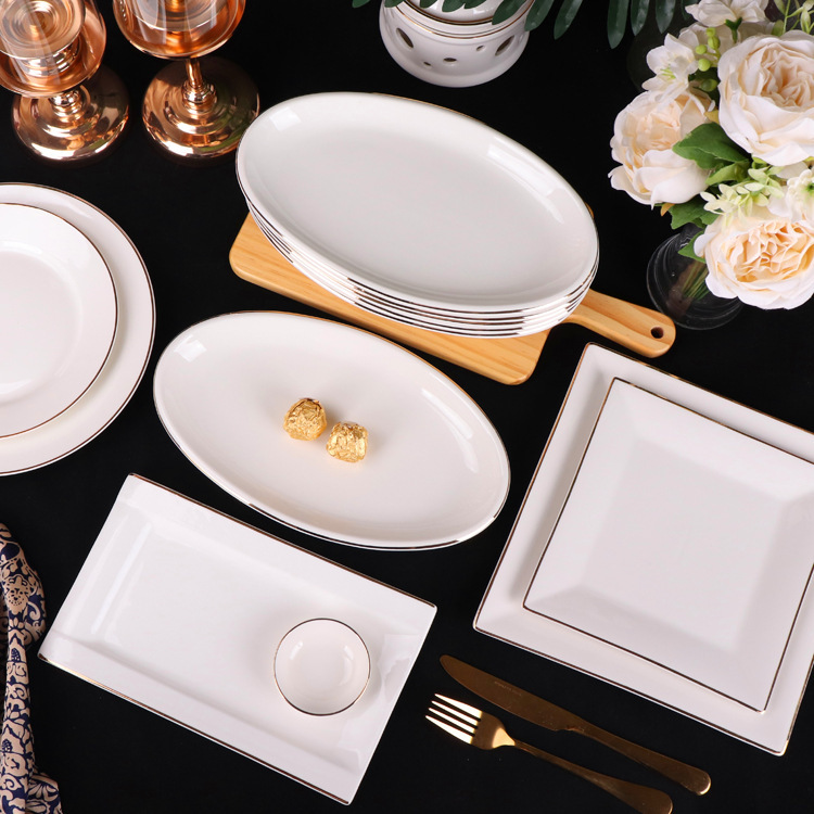 Chaozhou Ceramic Factory Phnom Penh Oval Fish Plate 12/14/16/18/20 "Oversized Thickened Dan Fish Plate