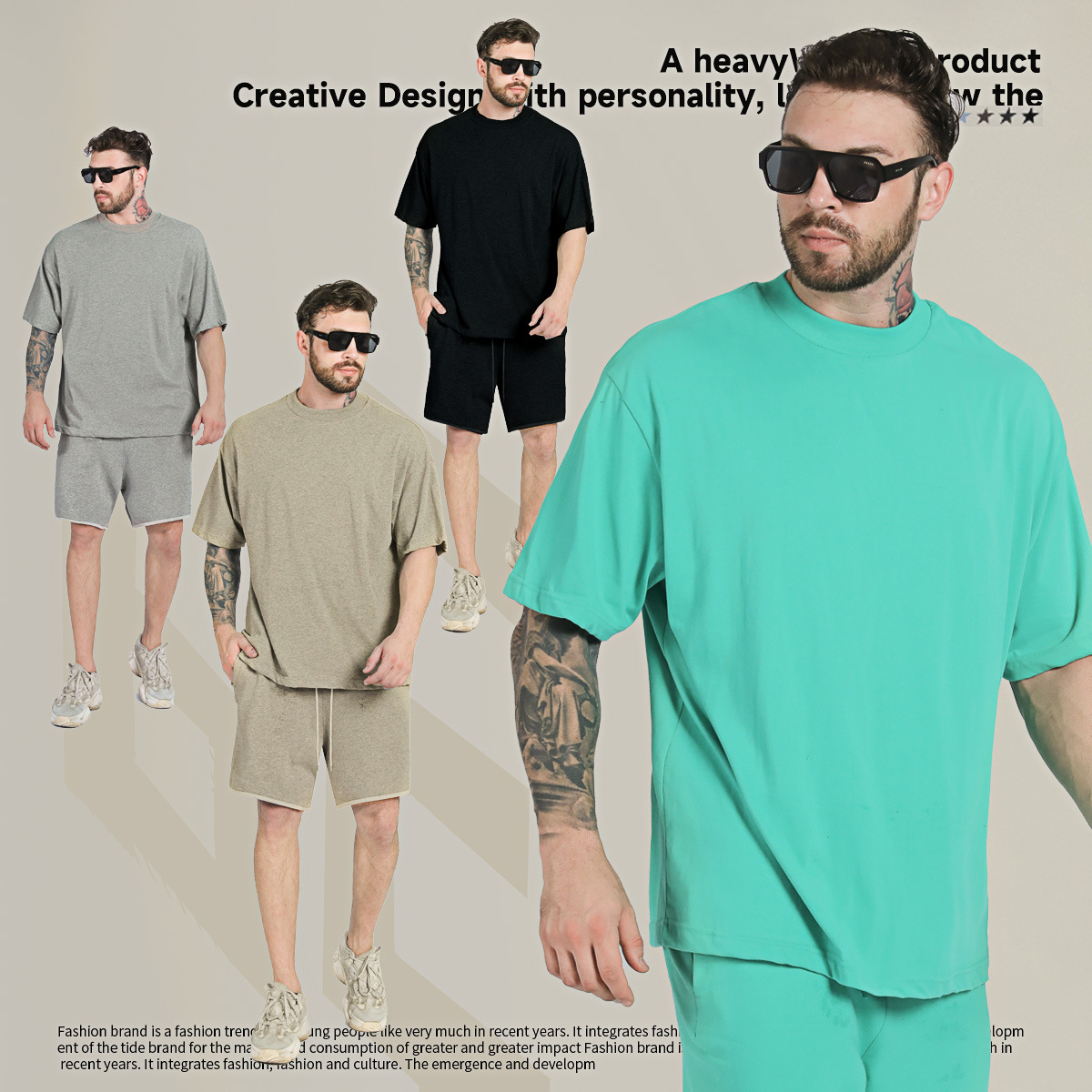 2024 primavera y verano ropa de hombre pesada marca de moda de manga corta adolescente suelta camiseta de hombre puro algodón ropa de mujer