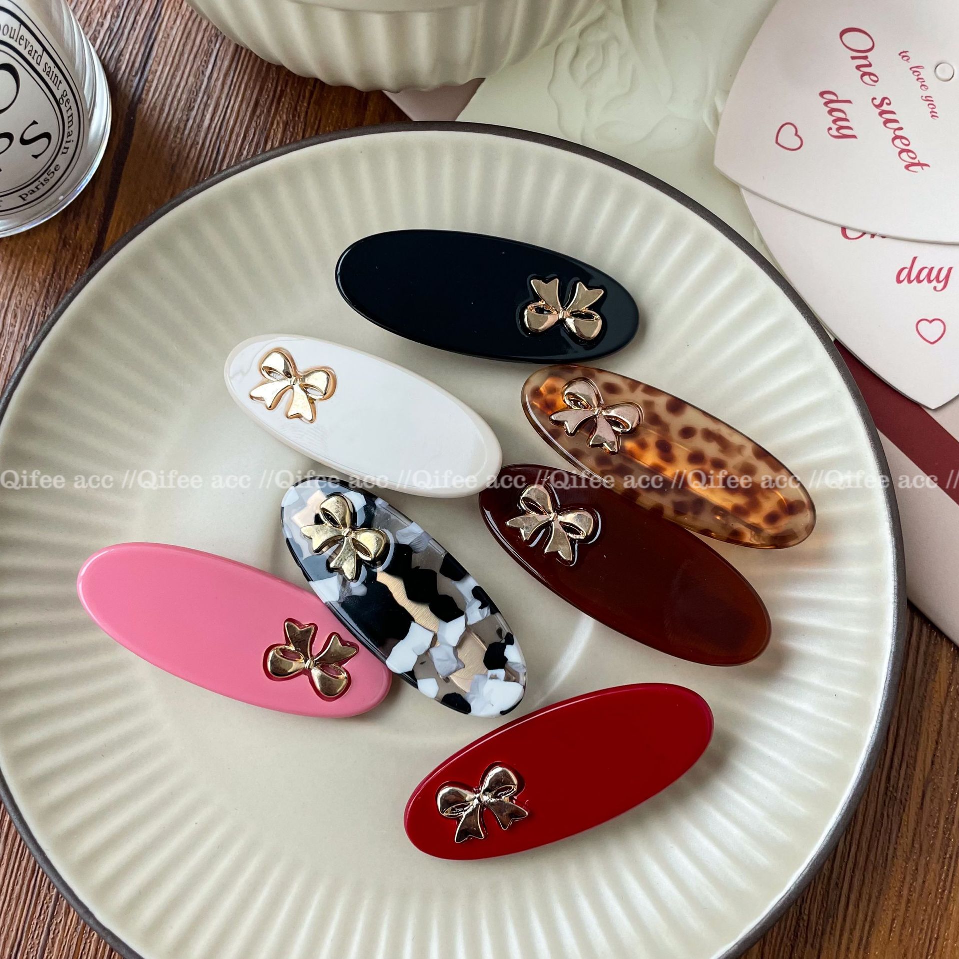 法式少女心金屬蝴蝶結髮夾甜美復古邊夾發卡劉海夾側邊髮飾品2023