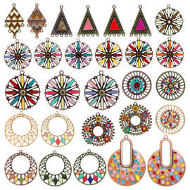 跨境热销diy半成品 耳环挂件项链波西米亚复古滴油合金配件批发