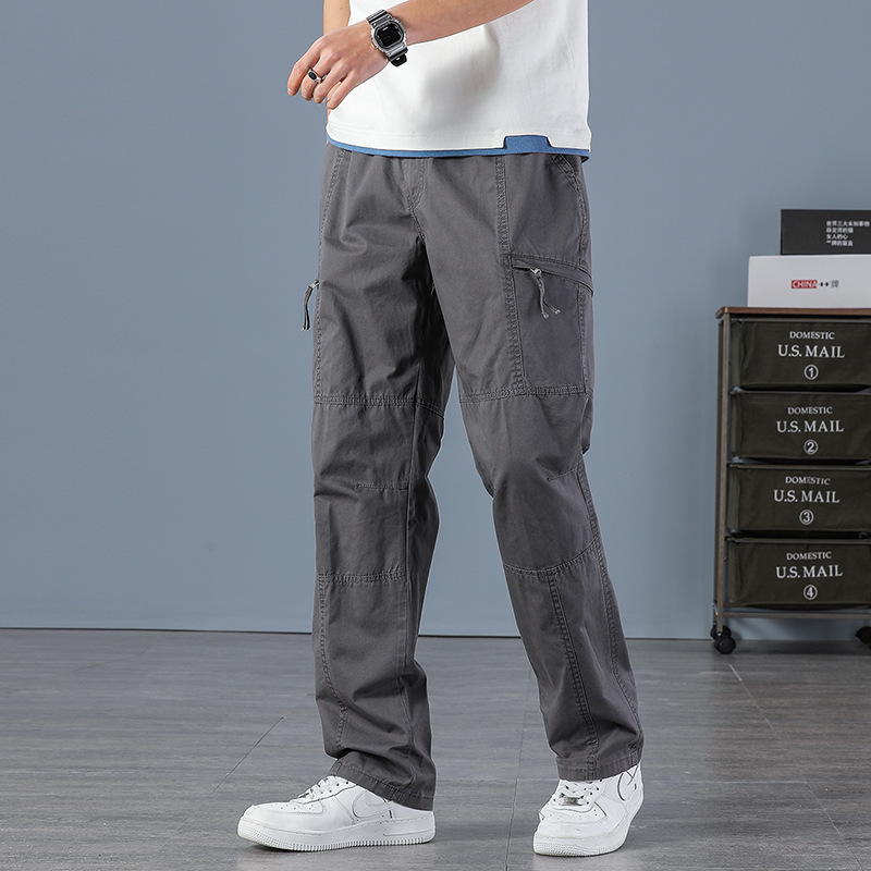 New Arrival Men's Washed Casual Pants Men's Multi-Pocket Cordwork Pants Cotton Loose plus size Loose Loose Waist Outer Wear Fat Pants