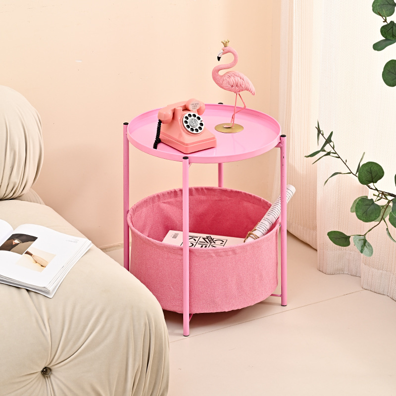 Hierro forjado nórdico sin anillo de hierro bolsa de tela mesa de bandeja de almacenamiento sofá frente a la cama unos pocos modernos simples y lujosos pequeñas mesas redondas