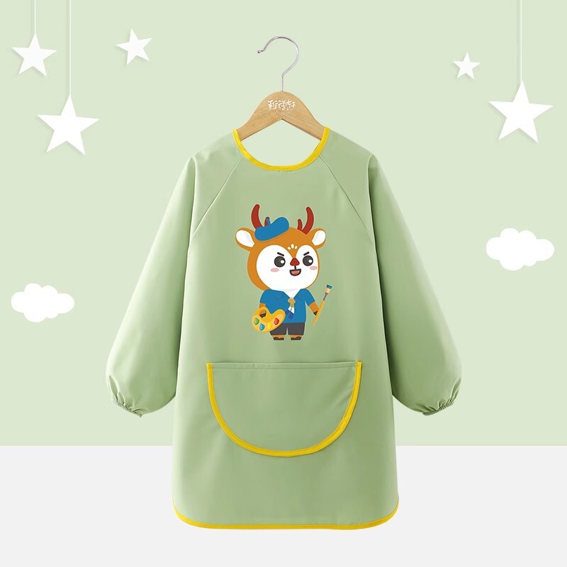 子供用エプロン絵画服幼稚園スタジオアートベルクロ長袖防水防汚よだれかけスモック逆着用|undefined