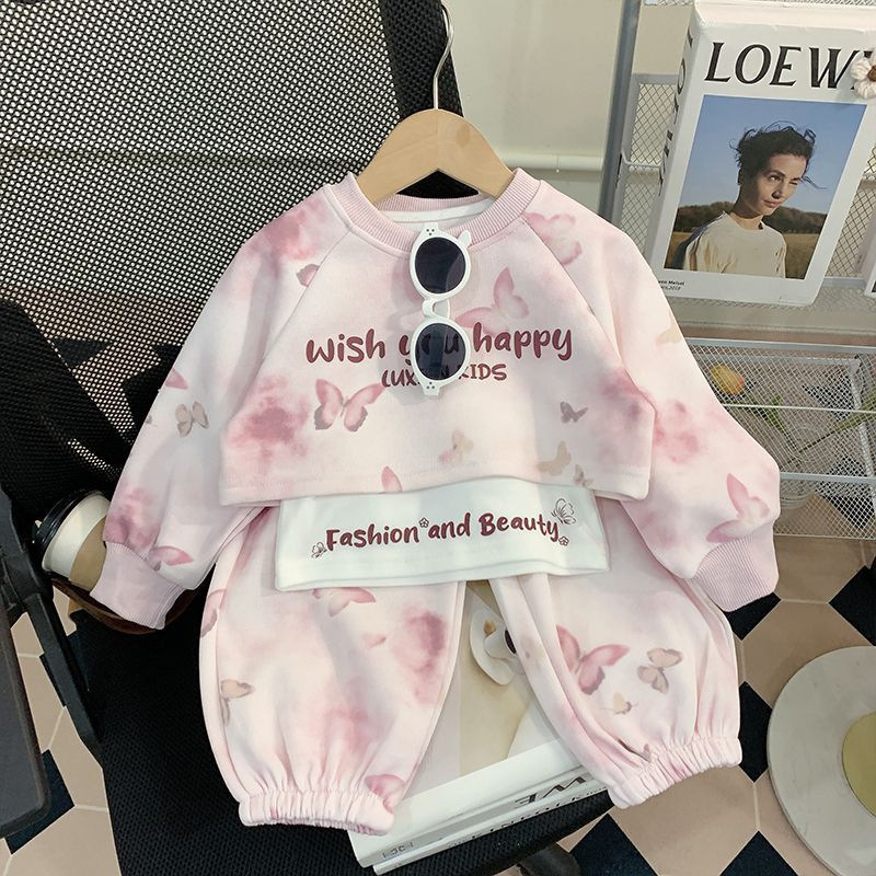 Trajes para niñas primavera y otoño 2024 nuevo estilo estilo occidental ropa de moda para niños ropa de bebé de tres piezas ropa de otoño para niños